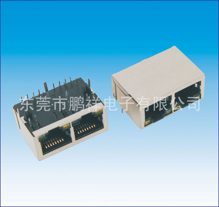 RJ45系列，1X2 双口内置变压器RJ4